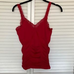 Ruched spandex top in red one size fits most